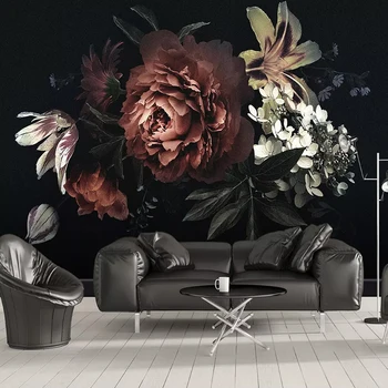 

Photo Wallpaper Modern Simple 3D Stereo Peony Lily Hand-painted Flowers Murals Living Room Bedroom Background Wall Painting 3 D