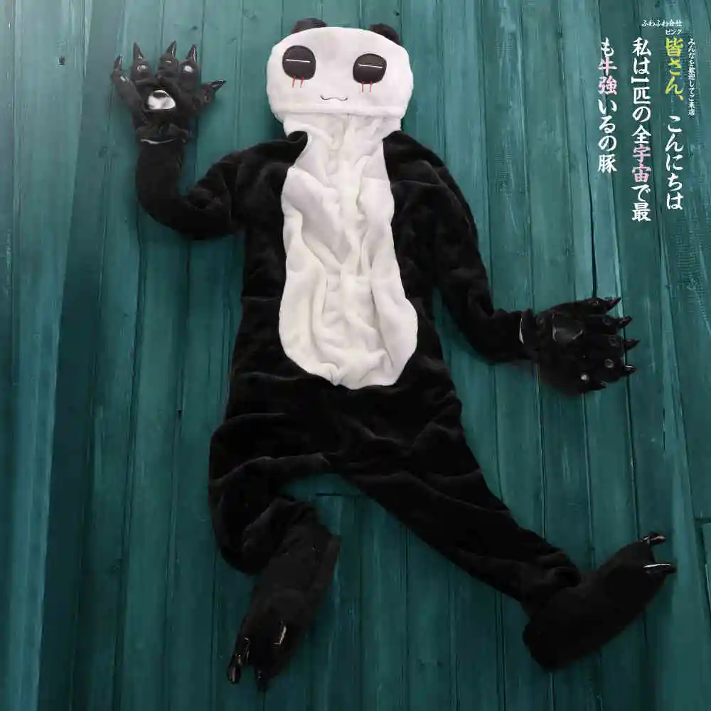 Smile Panda Adult Funny Animal Onesies Footed Pajamas,adult plus size