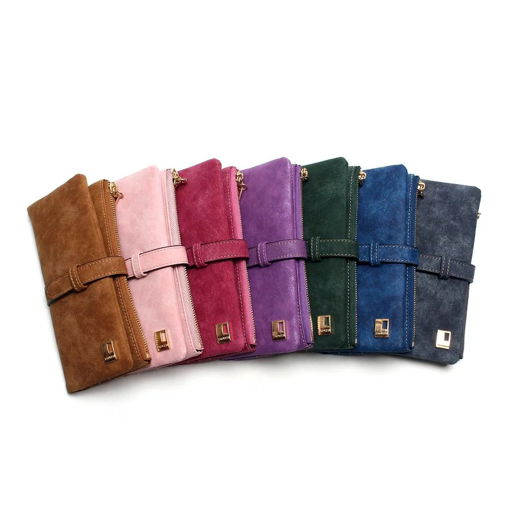 

2018 New Women Wallets Coin Case Purse For Phone Card Wallet Leather Purse Ms Frosted Long Purse Vintage Buckles Lace Wallet