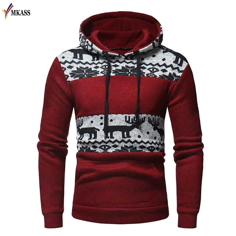 2018 Brand Christmas Sweater Men hombre Long Sleeve Hooded Mens Pullover Sweater Tracksuit Sweatercoat Casual Sportswear