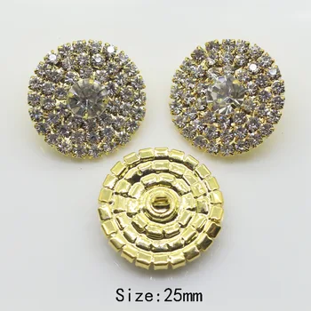 

2017 New 10pcs/lot 25mm Rhinestone Buttons metal sewing clothing button jeans gold buttons DIY hair flower center scrapbooking
