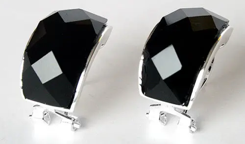 

Hot sale new Style >>>>Faceted Black Onxy Agate & Marcasite 925 STERLING SILVER EARRINGS