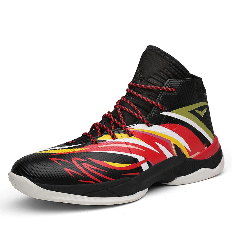 

Sufei New Arrival Men Outdoor Basketball Shoes High Ankle Boots Breathable Red Black Sneakers Athletic Sport Shoes