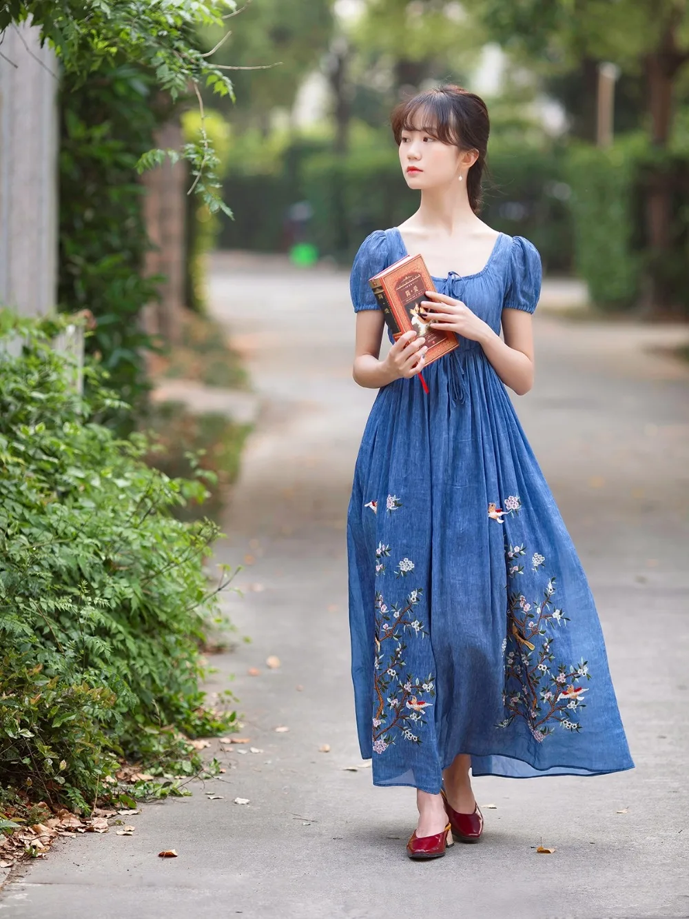 Линетт's chinoiseroy Летние оригинальные дизайнерские женские винтажные шелковые льняные платья с вышитыми цветами и птицами