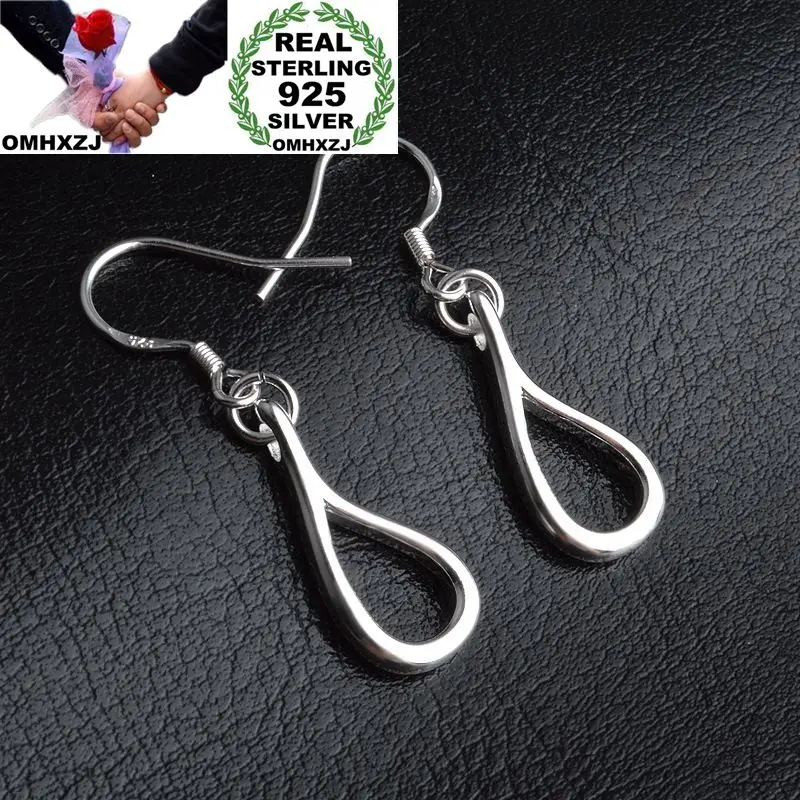 

OMHXZJ Wholesale Personality Fashion OL Woman Girl Party Wedding Hollowed Silver Drop White 925 Sterling Silver Earrings YE306