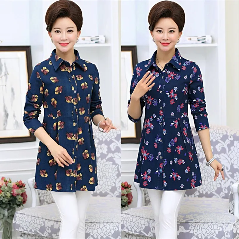 

Blouse 2018 Women Spring Shirt Fashion Casual Plus Size Blouses Long Sleeve Shirts The cowboy mother jacket Women Tops Blusas