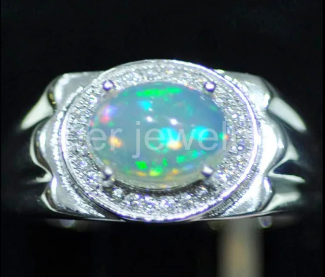 Men ring Natural opal ring Real original opal 925 sterling silver Free