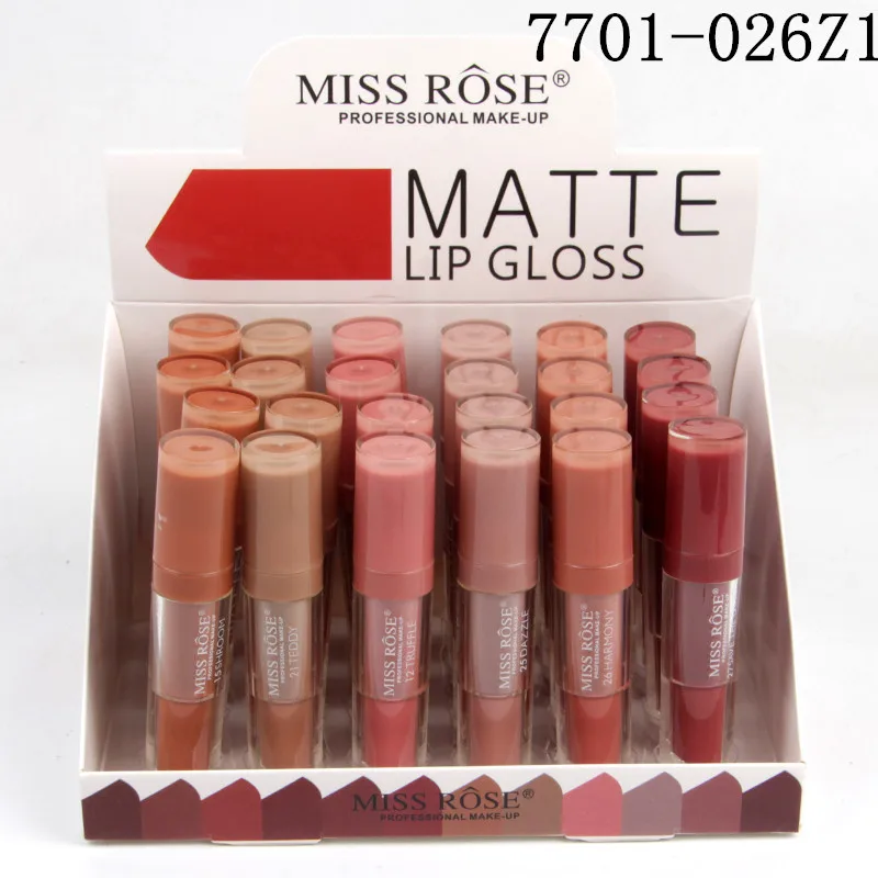 

MISS ROSE 24pc a box of matte matte is not easy to stick cup lip gloss waterproof not easy to discolor lip glaze display box