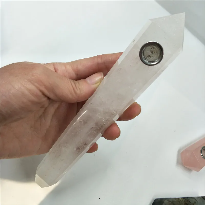 

large stones crystal smoking pipe natural quartz crystal pipe GEMSTONE HEALING CRYSTAL PIES WITH SCREEN ABOUT 7 inches healing