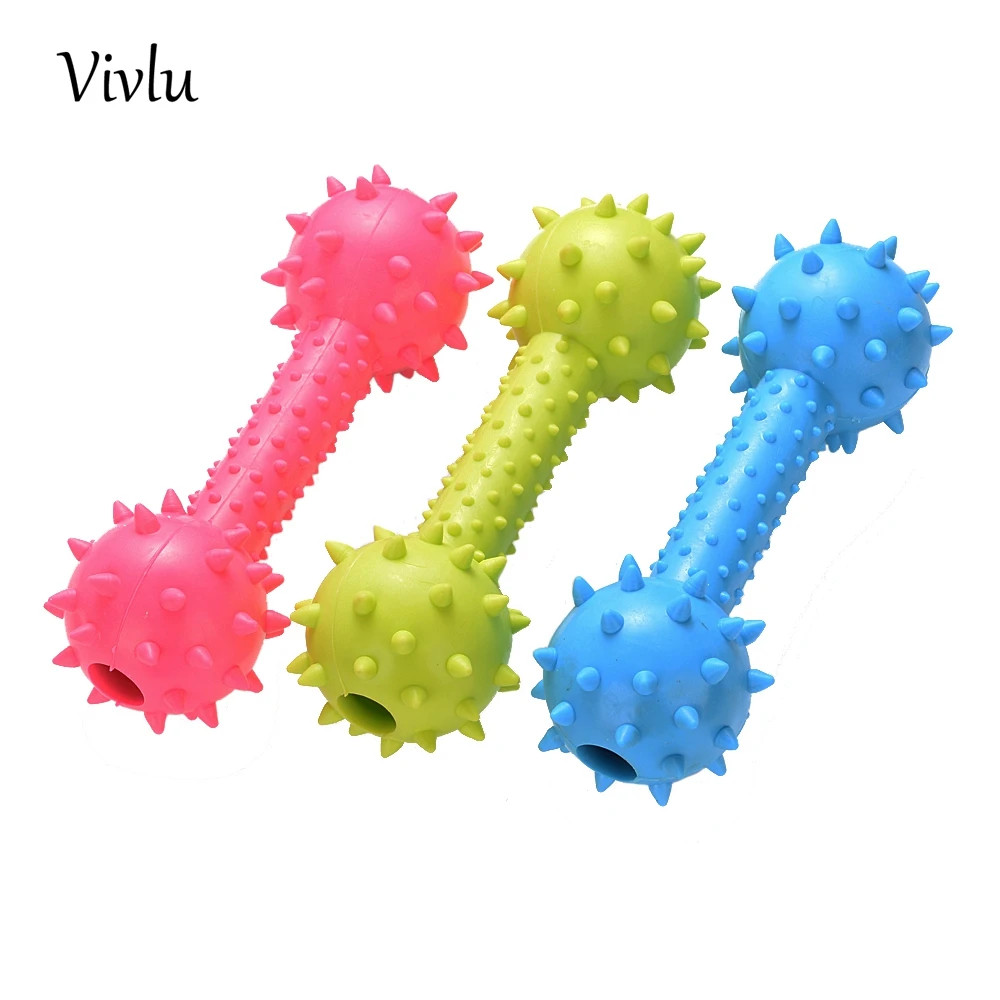 

1PCS Dog Toys Pet Dog Rubber Sound Squeak Dumbbell with Bells Chew Toy Dog Trainings Products Supplies VD-017