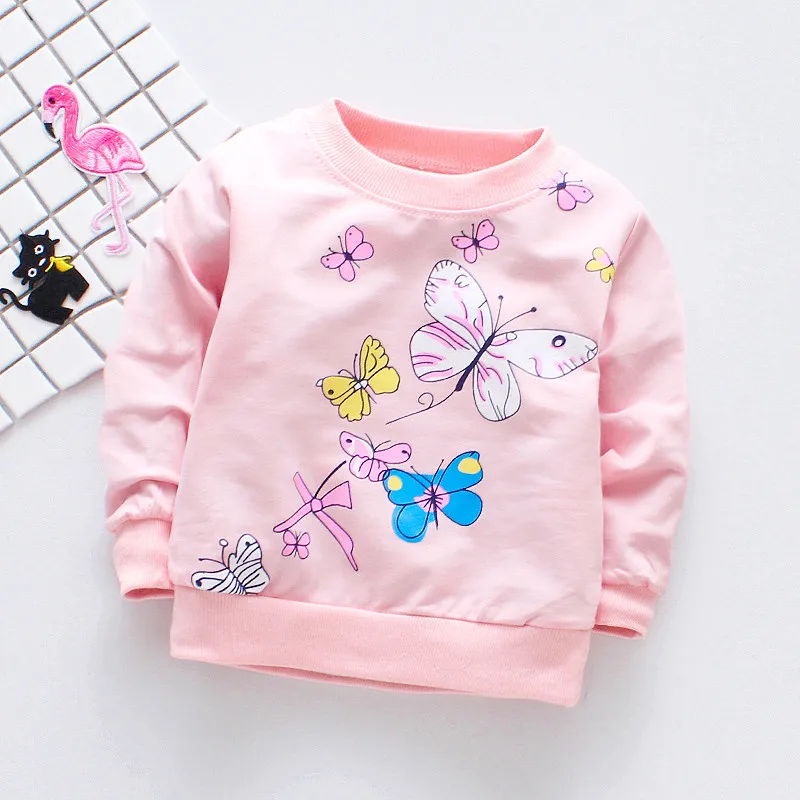 Baby T Shirts Kids T Shirts Fanfiluca Cute Butterfly Girls Cotton Long Sleeve Spring Style
