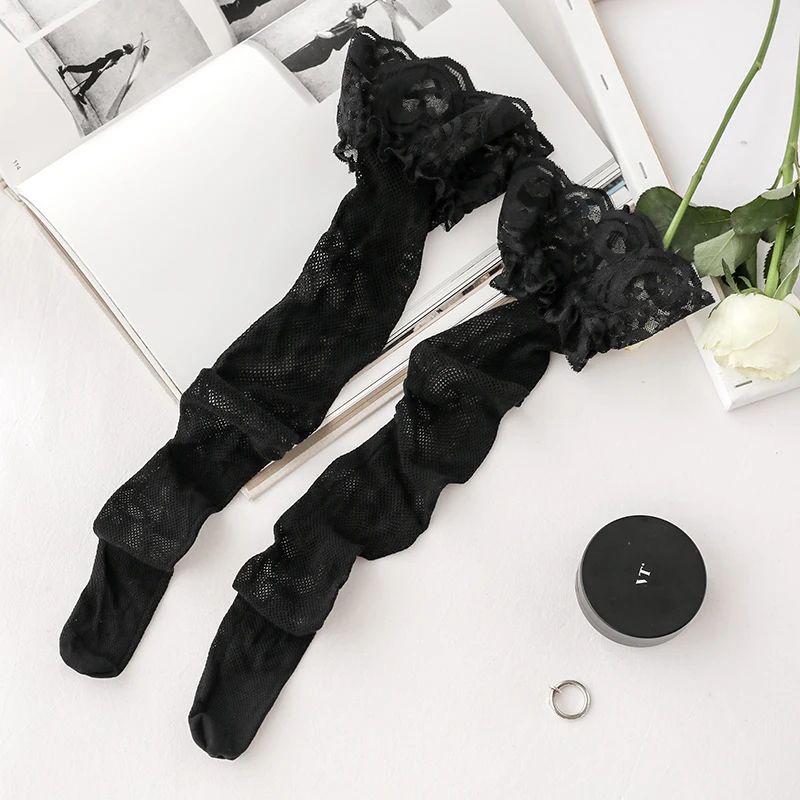 

Sexy Stockings New 2019 Women Thigh High Sexy Lingerie Sheer Lace Net Fishnet Stockings White and black fishnet stockings