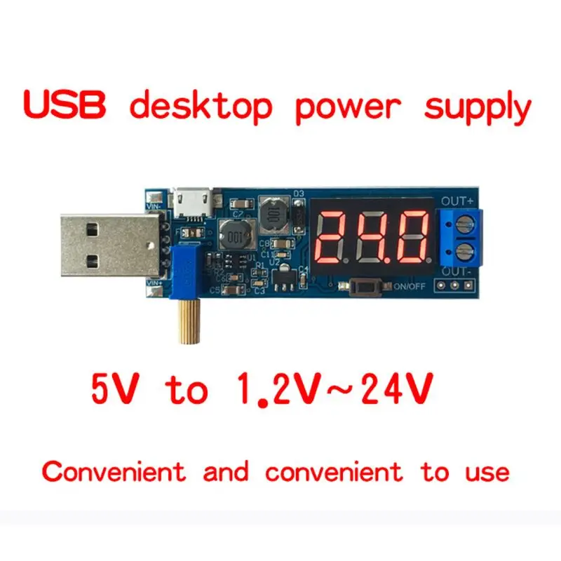 

DC-DC 5V to 1.2V-24V USB Step UP/Down Power Supply Module Adjustable Converter