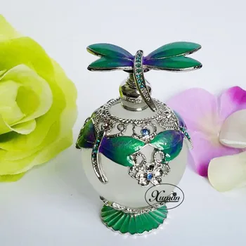 

25ml Perfume Essential Oil Vintage Empty Refillable Bottle Graven Metal Flower Glass Container Gift Home Decoration#70014