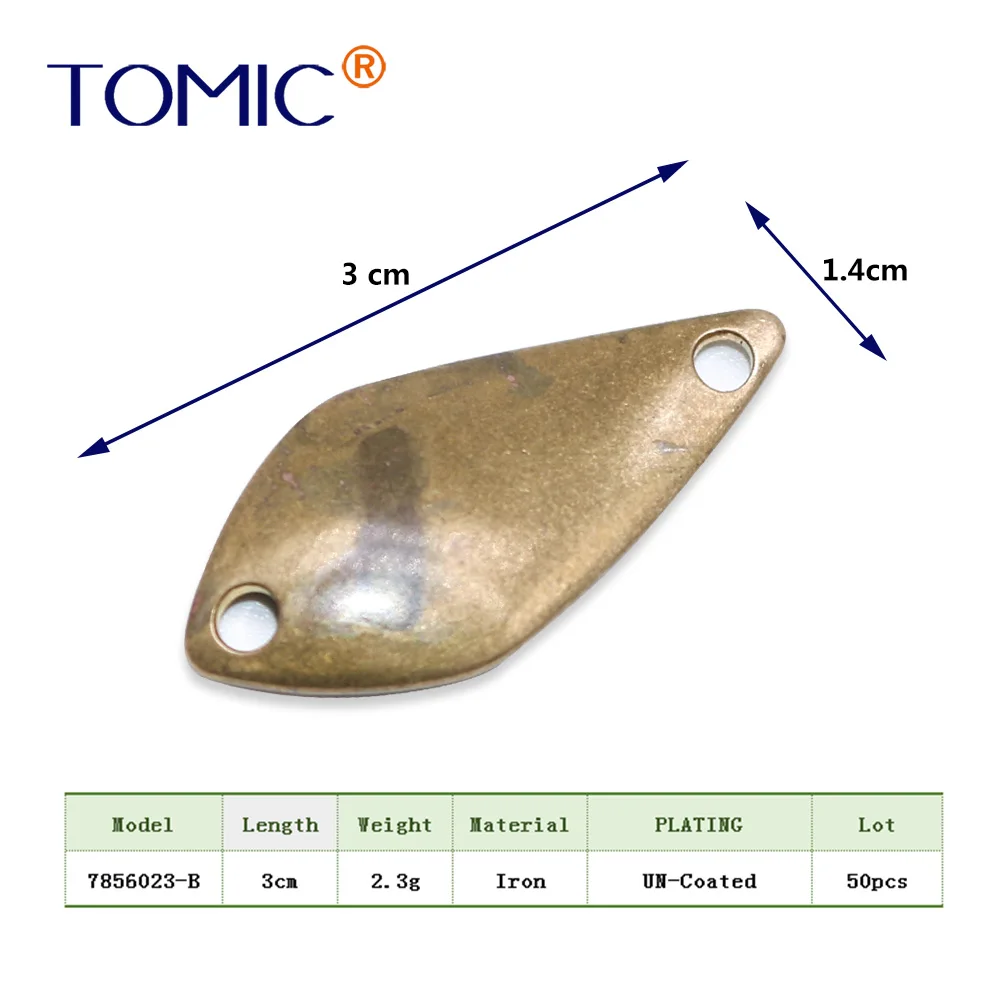 Tomic 50 шт., 2,5 г, 3,5 г, 5 г, Неокрашенная рыболовная ложка, микро литье, сделай сам, пустой корпус, форель, щука, бас, металлические приманки, флаттер, Спиннер, приманка - Цвет: 2.3g--50pcs