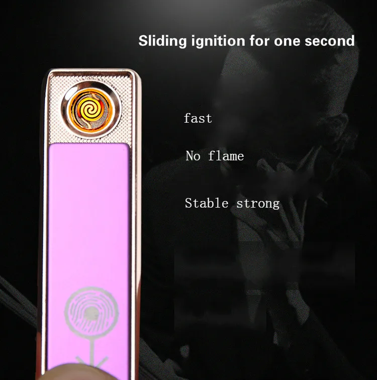 Torch USB Charging Lighters Mirror Touch senstive Fast Flameless Sturdy Resistant Slide