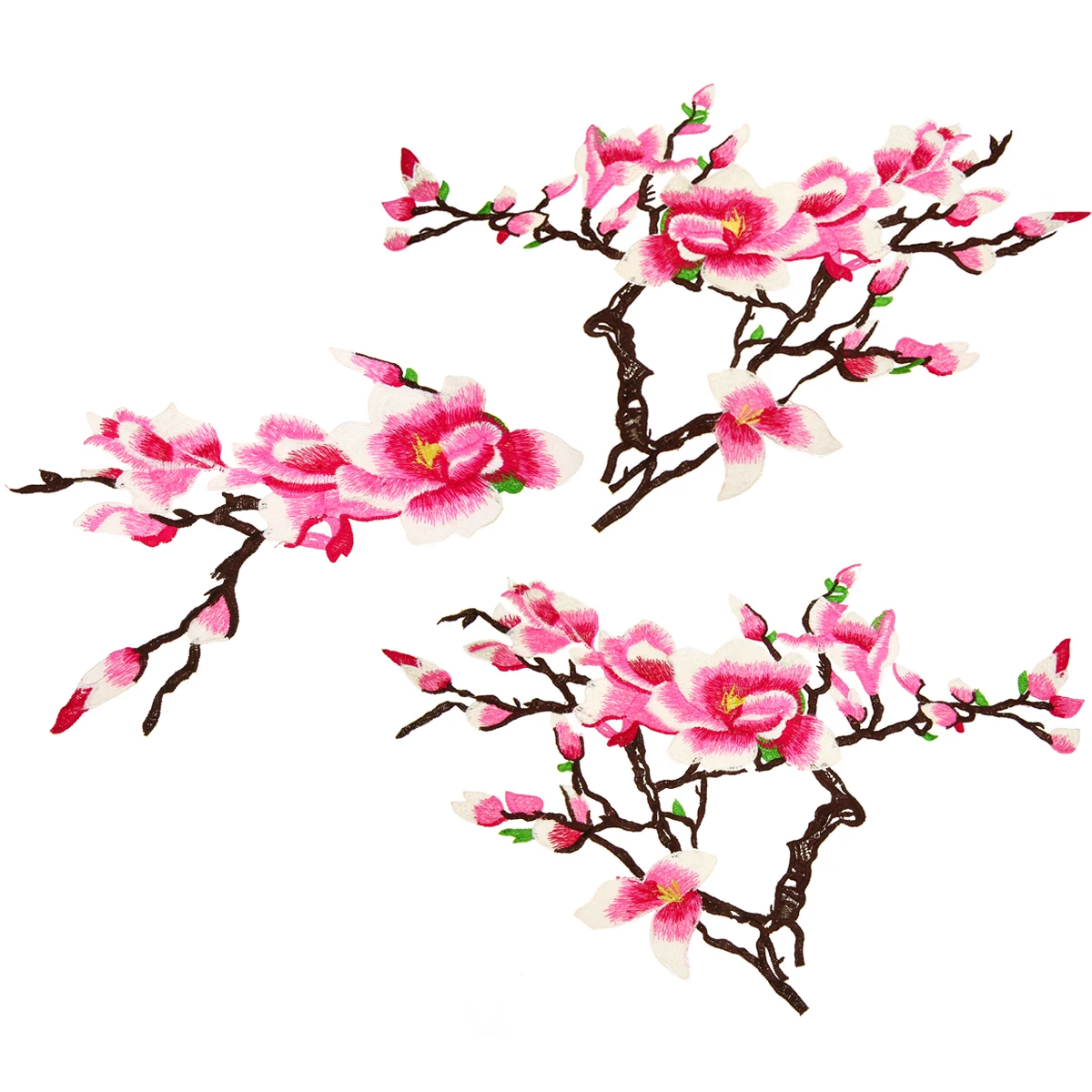 

3pcs Stylish Embroidery Magnolia Flower Patches Applique Sew On Patch Badge Bag Jeans Dress Decoration 600*400mm