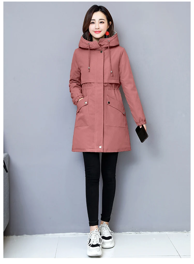 Женская ветровка средней длины в Корейском стиле, Осень-зима 2019, новое хлопковое утепленное пальто для отдыха