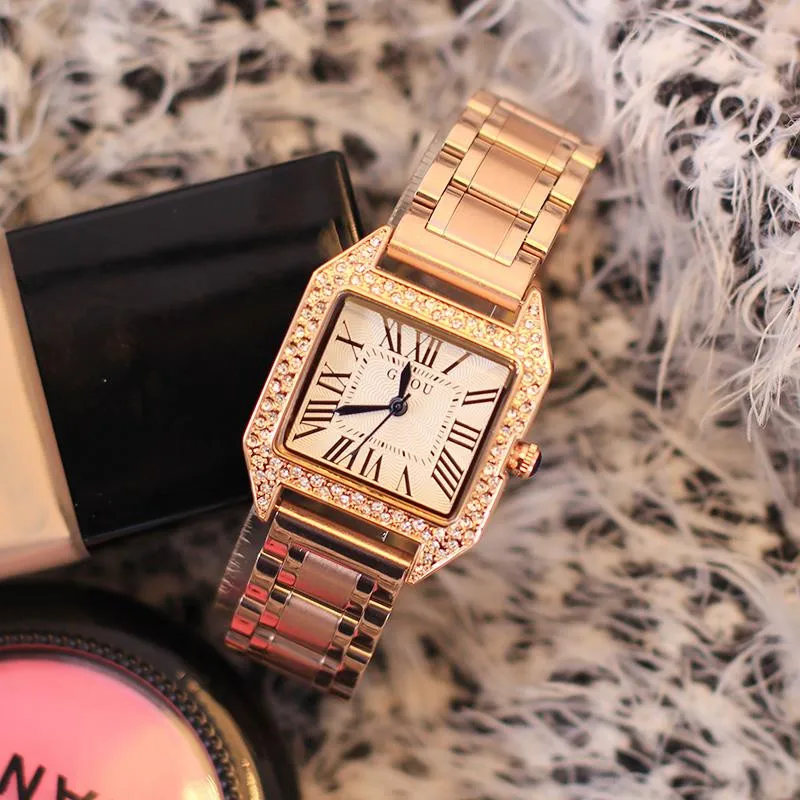 HK известный бренд, модные квадратные роскошные часы для влюбленных, полностью золотые, стальные, бриллиантовые, в виде ракушки, мужские, женские, для влюбленных, высокое качество, кварцевые часы