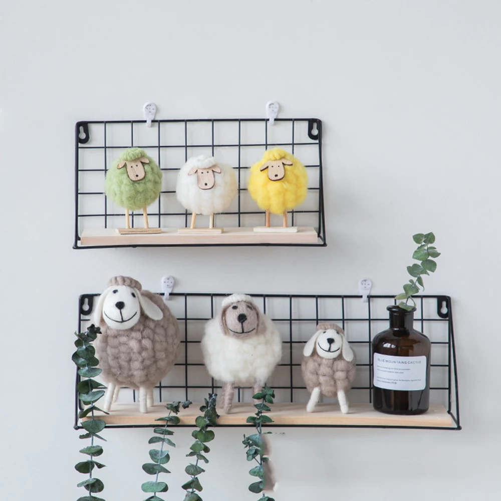

2019 New 35*35cm Multi-Function Iron Frame Mesh Grid Panel Decor Photo Wall Art Display Organizer Decorative Shelves