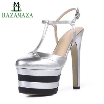 

ZALAVOR Size 33-42 High Heels Women Pumps T-strap Thick Platform Sexy Ladies Women'S Ankle Buckle Nightclub Party Lady Footwear