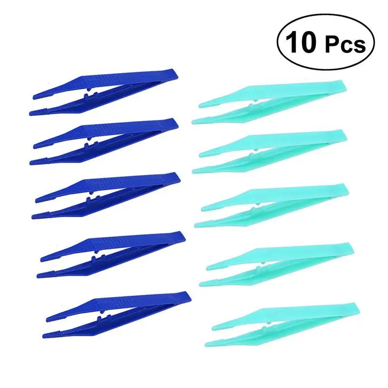 

10pcs Plastic Tweezers Medical Beads Small Disposable Tweezers Tools Forceps for Crafts DIY Jewelry Making