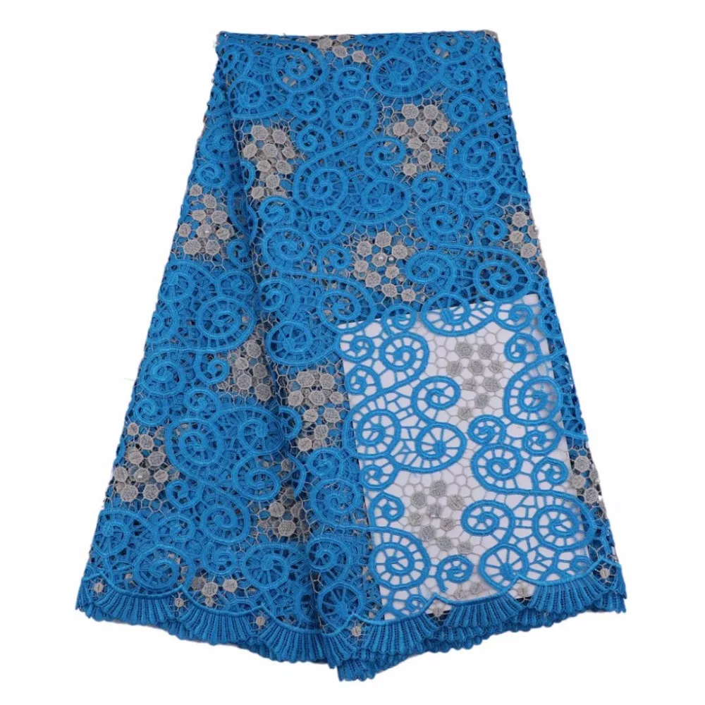 Blue Guipure Lace Fabric Dubai Wedding Embroidery Guipure Cord Lace