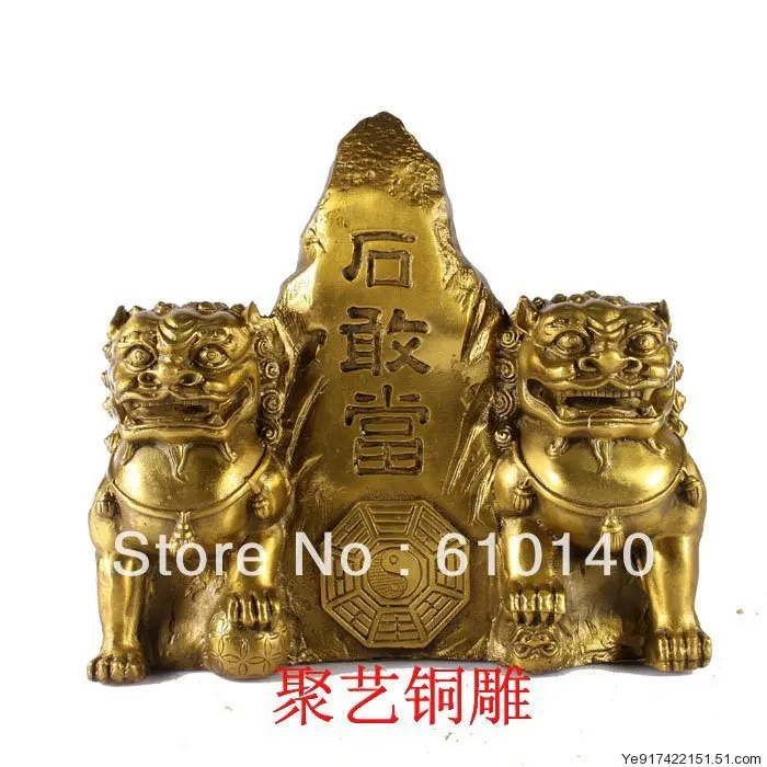 

Bronze sculpture, copper lion feng shui decoration mount tai stone apotropaic crafts Bronze statue copper
