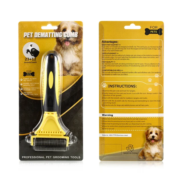 Multi-Functional Useful Pet Dematting Comb Pets Dog Grooming Brush Tool Practical Pet Grooming Tool With 2 Sided Undercoat Rake