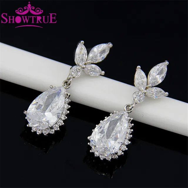 Showtrue Fashion European Style Crystal Drop Large Rhinestone Showtrue Fashion European Style Crystal Drop Large Rhinestone Earrings For Women Luxury Long Dangle