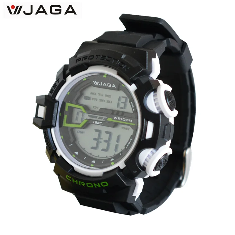 JAGA Men's Military Watch Sports Watches Dive Swim Climbing LED Digital