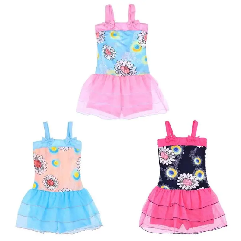 

Summer Beach Girls Clothes One-Piece Swimwear Floral Print Gauze Jumpsuit