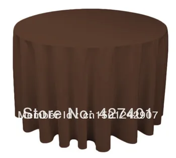

Hot Sale 120"Chocolate Round Table Cloth Polyester Plain Table Cover For Wedding Events &Party Decoration