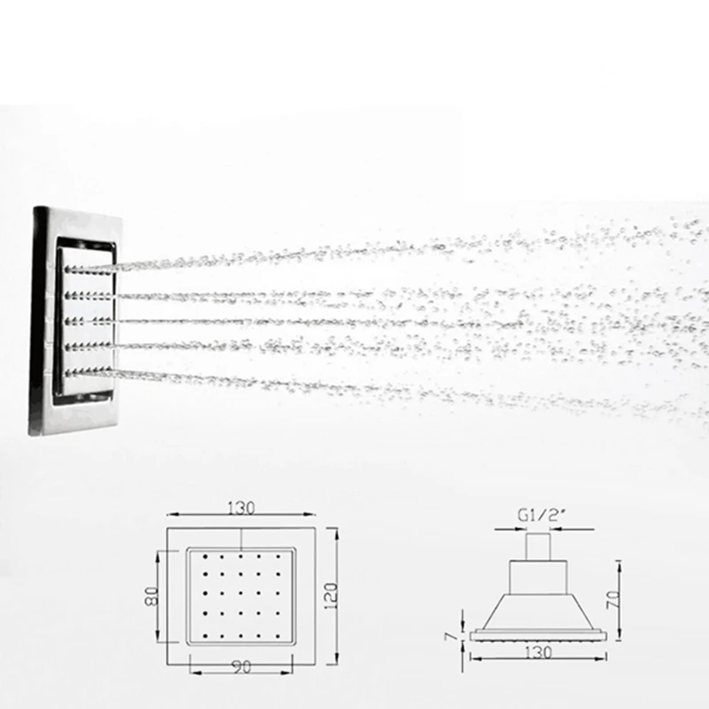 Hongdec 1 шт. хромированный латунный большой квадратный душ для ванной комнаты реактивный массажный спрей набор