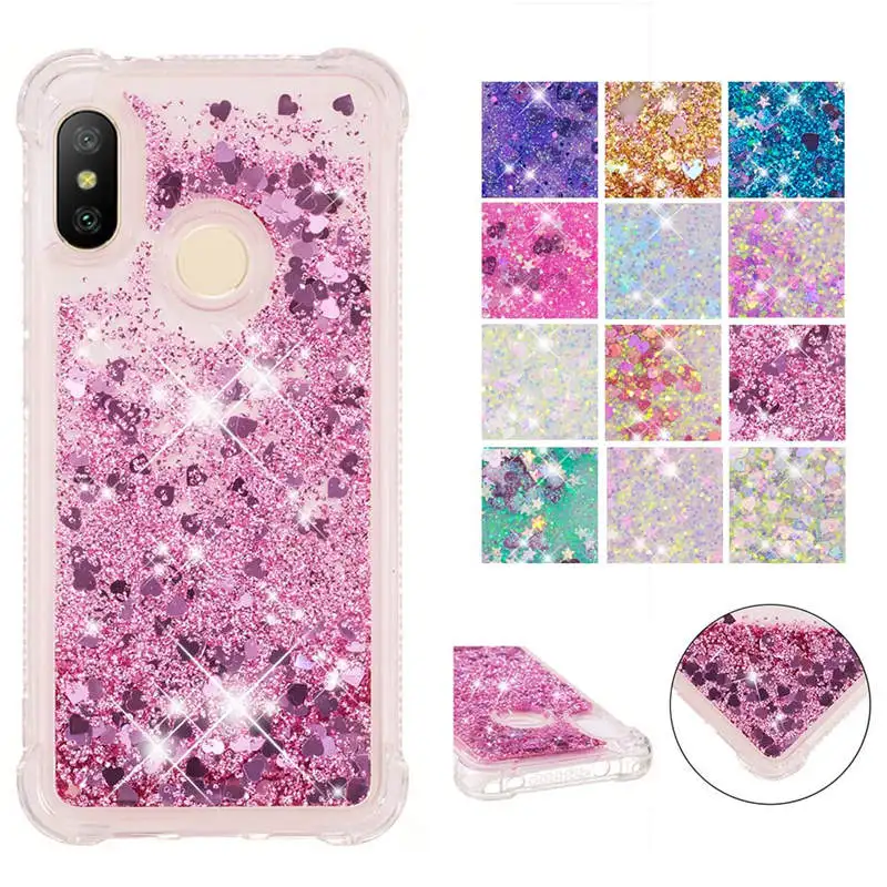 

For Xiaomi Mi A2 Lite case Back cover Bling Glitter Dynamic Quicksand Liquid Case for Xiaomi Mi A2 Lite / Redmi 6 Pro 6A Cover