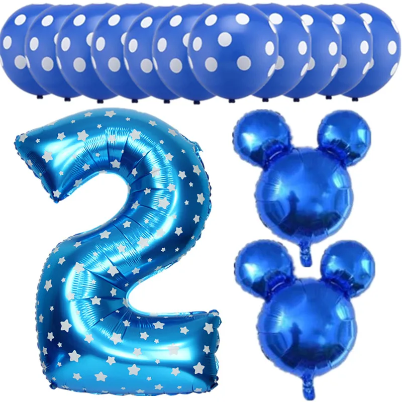 13 шт. Микки Минни номер 1 2 3 4 5 фольгированные шары набор гелиевые латексные шары детский душ День Рождения Декор принадлежности детские игрушки - Цвет: blue 2 a