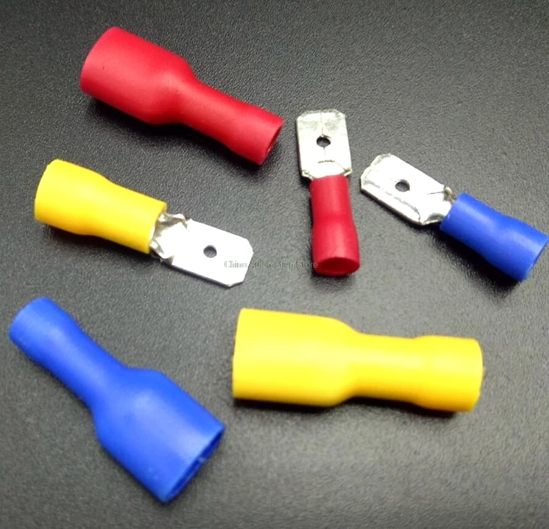 200PCS 6.3mm Female Male Spade Insulated Electrical Crimp Terminal