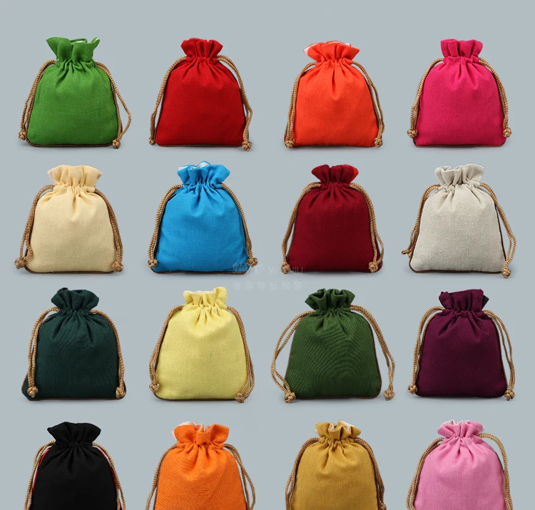 Plain Cotton Linen Drawstring Bag Chrsitmas Gift Bags DIY Small Wedding Party Favor Bags