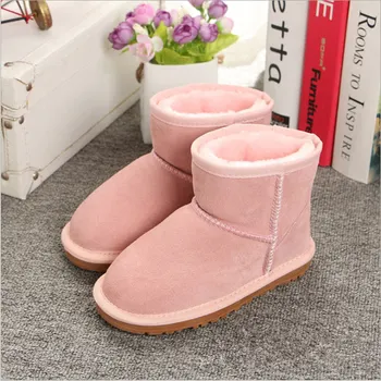 

HOT Boys and Girls Australia Style Kids mini Snow Boots Waterproof Slip-on Children Winter Leather Boots Brand Ivg EU 21-35