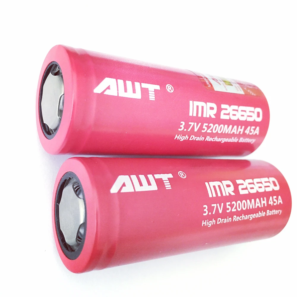 Online AWT 26650 Akku 3,7 V Li Ion Batterie 26650 5200mAh 45A für High Power Taschenlampe Werkzeuge Bohrer Batterie 26650 t052
