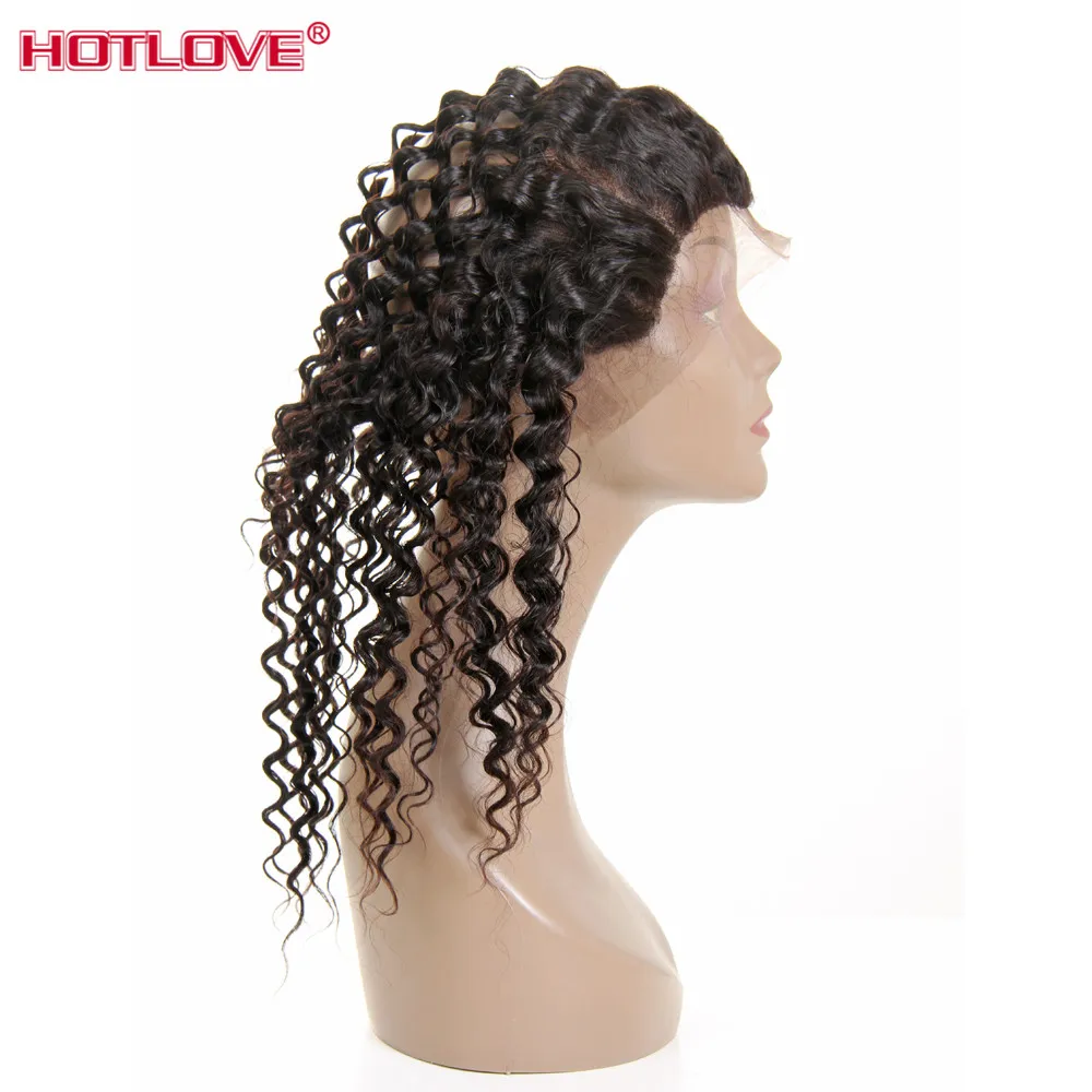 Peruvian Deep Wave 360 Lace Frontal Closure With Baby Hair Pre Plucked 130% Density Natural Hairline Remy Human Hair HOTLOVE