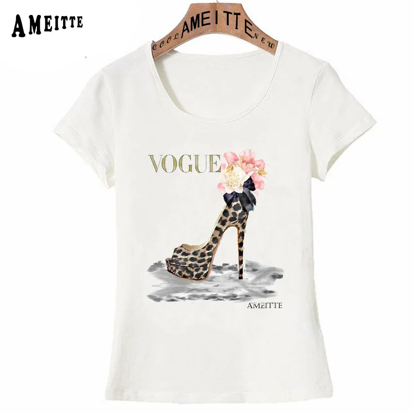 

Summer Women T-shirt Fashion Sketch Vogue Leopard High Heel illustration Art Girl T-Shirt Classic Casual Tops Hipster Woman Tees