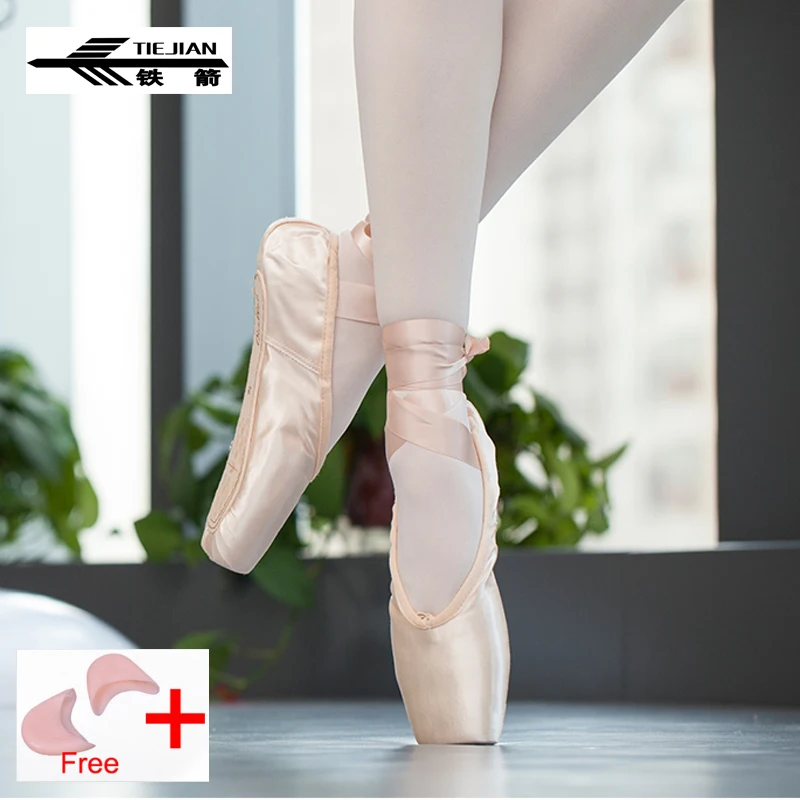 Женские парусиновые атласные туфли с лентами и гелевыми носками в стиле ретро для профессиональных занятий балетом, танцами