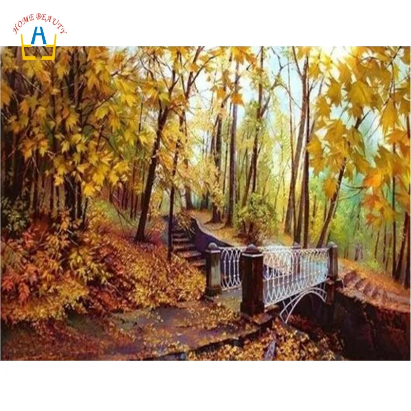 

5d Diamond Painting Cross-stitch Needlework Landscape Pictures On The Wall Home Decor Diamond Embroidery Autumn Full Gear SK493