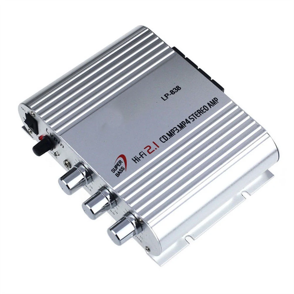 

Amplifier Booster Radio MP3 Stereo for Home Hi-Fi Stereo Car Subwoofer Amplifier Audio Equipment Jack Input 1/8" 300W 2A 12V-18V