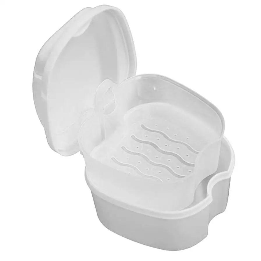 

2018 Durable and convenient Denture Bath Box Case Dental False Teeth Storage Box with Hanging Net Container 2sw0804
