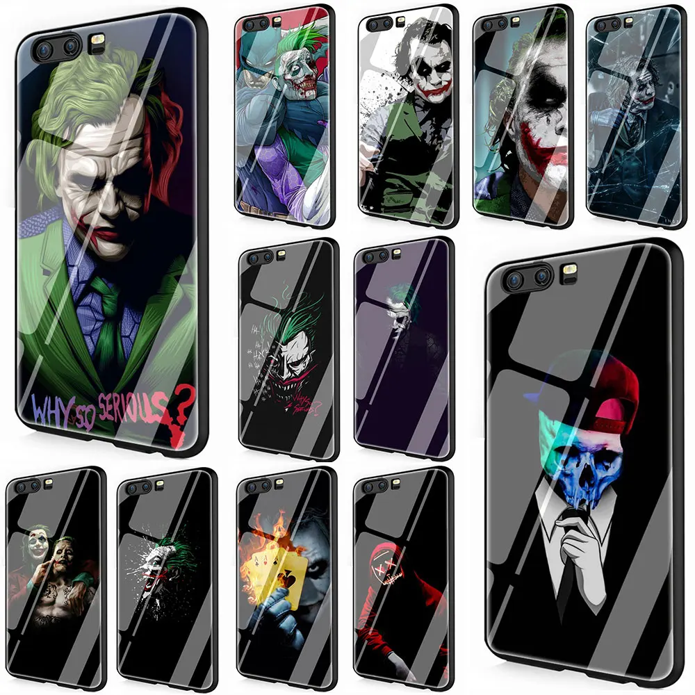 

Batman Dark Knight Joker Karta Tempered Glass Cover Case for Huawei P10 P20 P30 Mate 20 Honor 9 10 Lite Pro 7A 8X P Smart