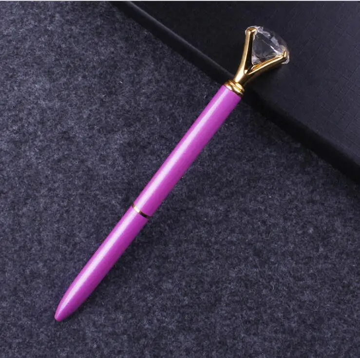 22 цвета креативный пулевидный колпачок металлическая шариковая ручка бизнес большой бриллиант ручка 1 шт. школьные офисные принадлежности - Цвет: Фиолетовый