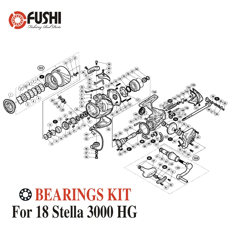 Fishing Reel Stainless Steel Ball Bearings Kit For Shimano 14 Stella 3000 HG 4000 4000 X G Spinning reels Bearing Kits