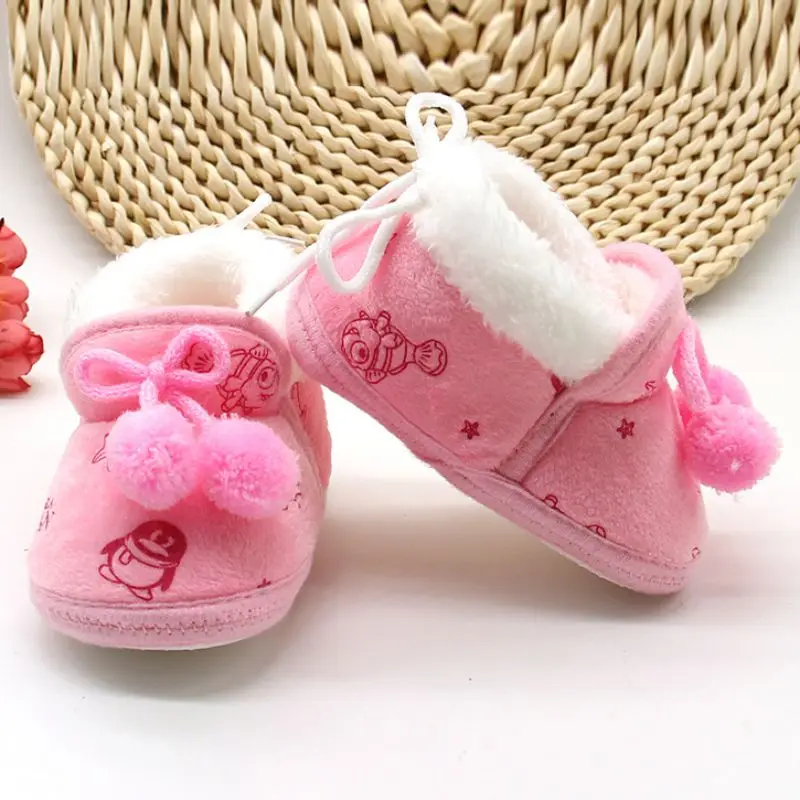 Милая обувь для новорожденных девочек; мягкая теплая зимняя обувь для малышей; Детские ботиночки с хлопковой подкладкой; подарок